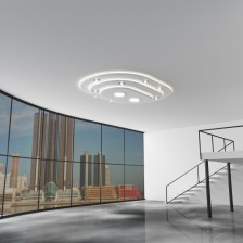 Ovális 3 szintes  álmennyezet szigethez világítás szett szabályozható fényerejű LED spotokkal fehér LED szalaggal